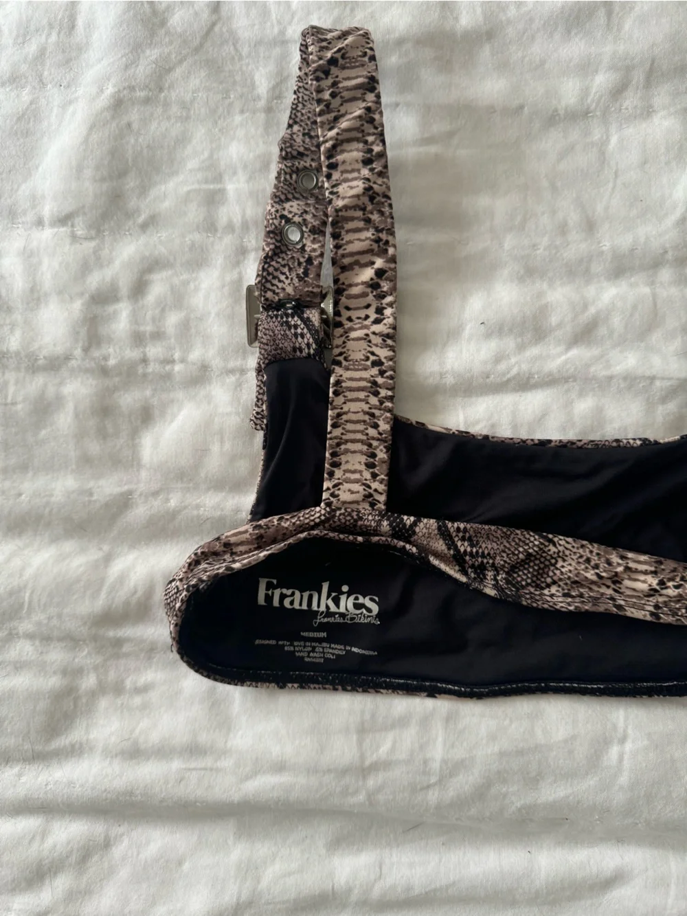 FRANKIES Snake Print Adjustable Strap Reptile Tank Top - Brown M